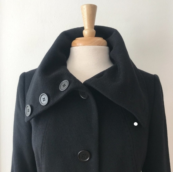 REISS Serge Black Cashmere Wool Crop Coat Jacket Size L - Picture 2 of 9